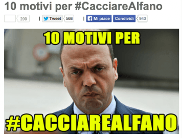 10 motivi per #cacciarealafano" (Screenshot Beppegrillo.it)