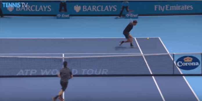 Colpo Decisivo Nell Incontro Di Tennis