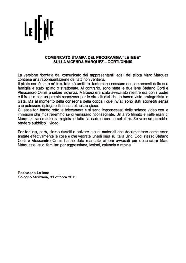 Comunicato Stampa Iene su Twitter