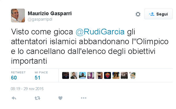 Il tweet di Gasparri